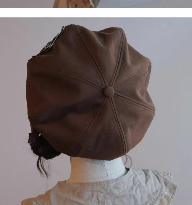 Kawaii Cloud Button Inlay Beret Spring