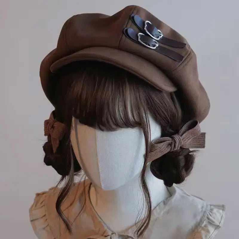 Kawaii Cloud Button Inlay Beret Spring