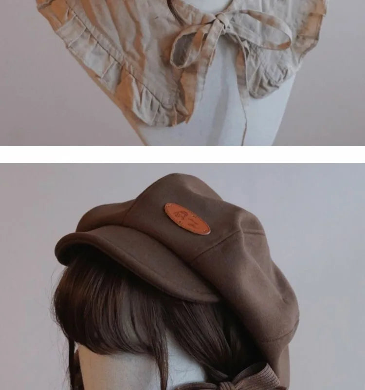 Kawaii Cloud Button Inlay Beret Spring