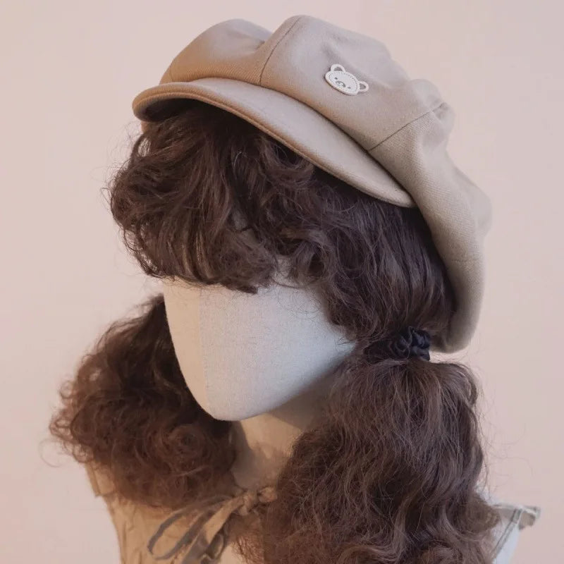 Kawaii Cloud Button Inlay Beret Spring