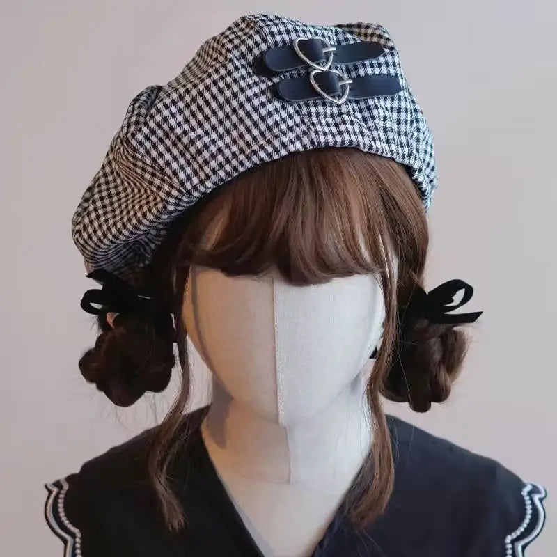 Kawaii Cloud Button Inlay Beret Spring