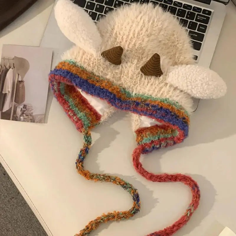 Winter Plush Beanies Cute Little Sheep Fluffy Hat