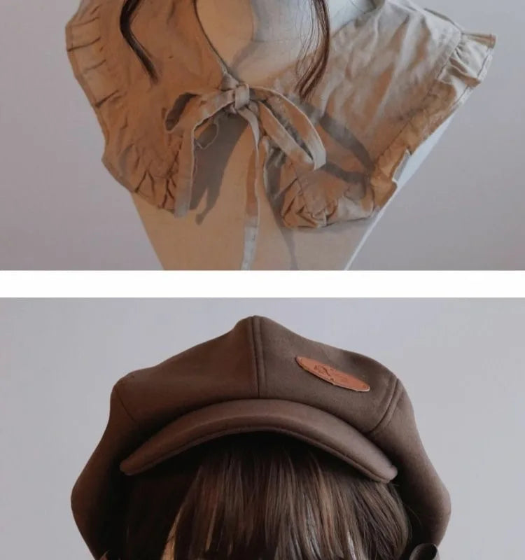 Kawaii Cloud Button Inlay Beret Spring