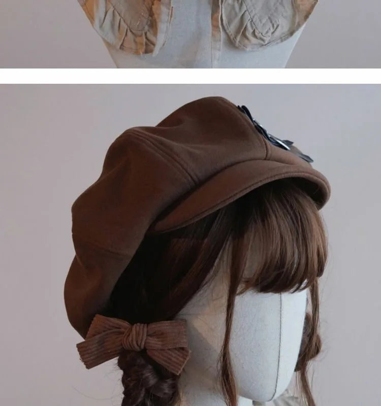 Kawaii Cloud Button Inlay Beret Spring