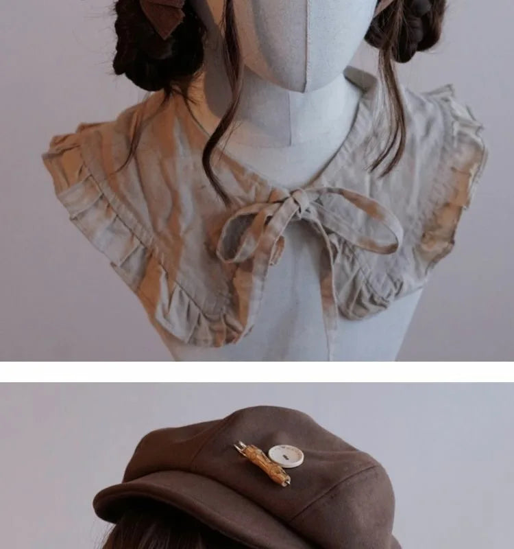 Kawaii Cloud Button Inlay Beret Spring