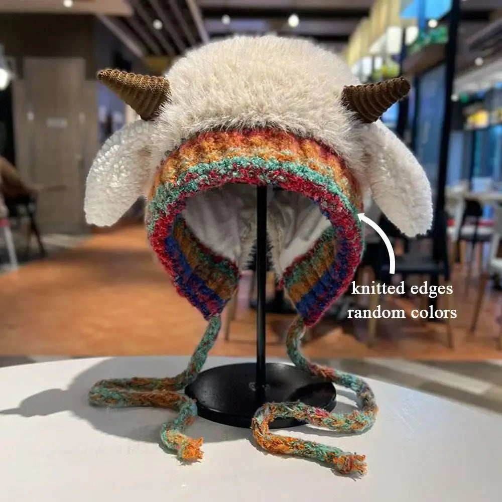 Winter Plush Beanies Cute Little Sheep Fluffy Hat