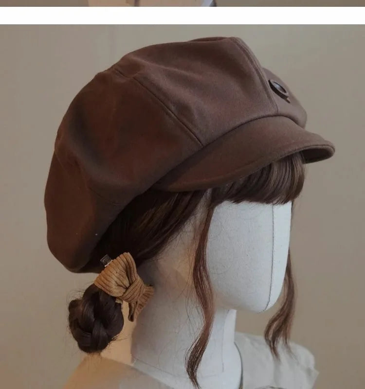 Kawaii Cloud Button Inlay Beret Spring