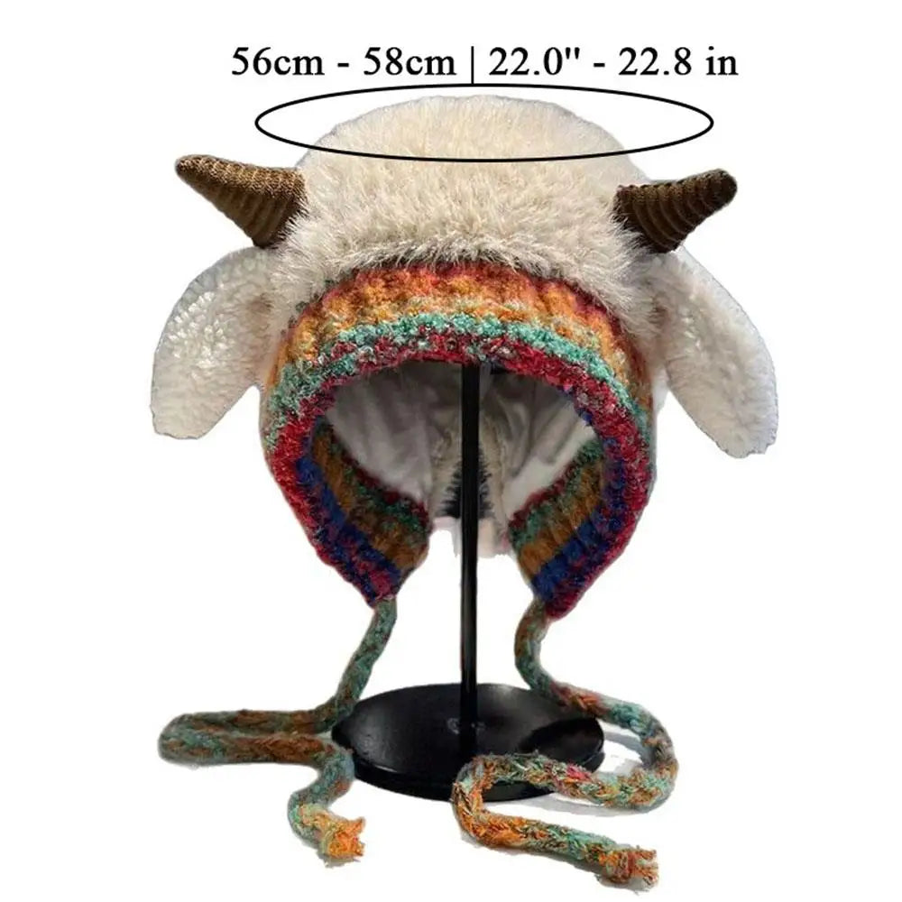 Winter Plush Beanies Cute Little Sheep Fluffy Hat