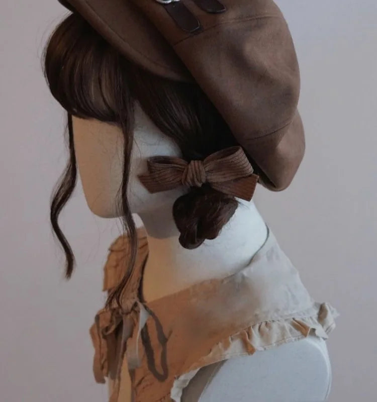 Kawaii Cloud Button Inlay Beret Spring