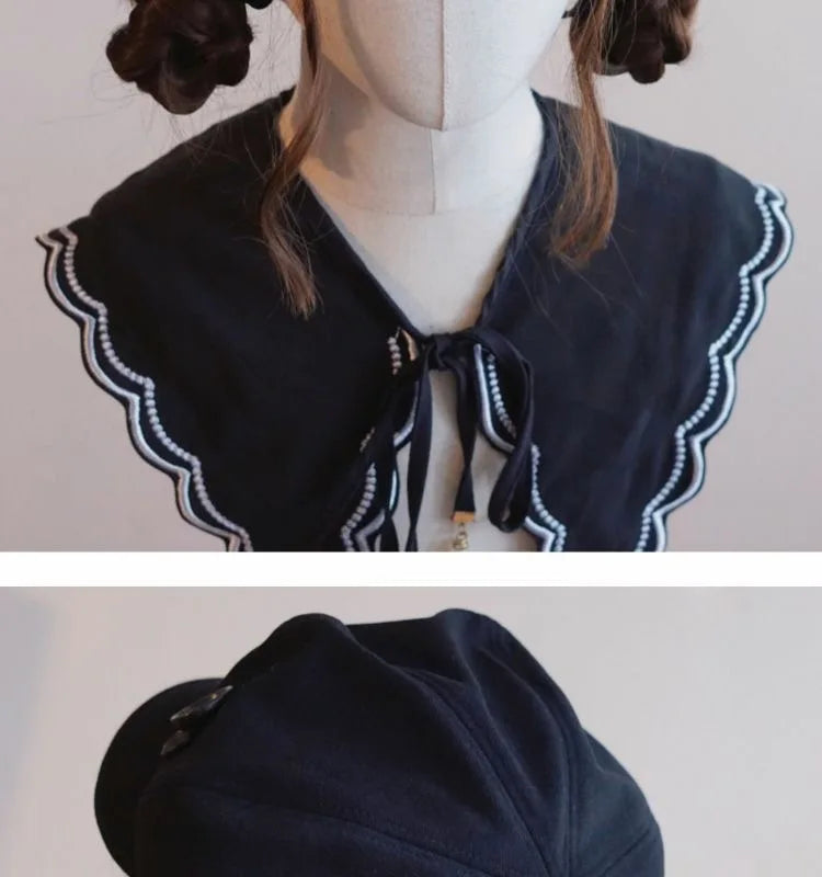 Kawaii Cloud Button Inlay Beret Spring