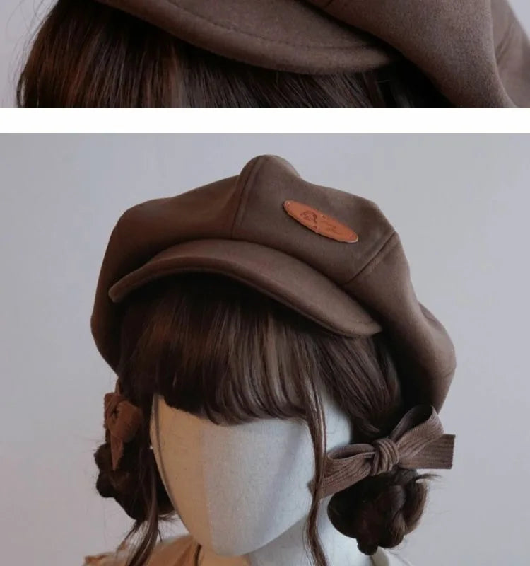 Kawaii Cloud Button Inlay Beret Spring