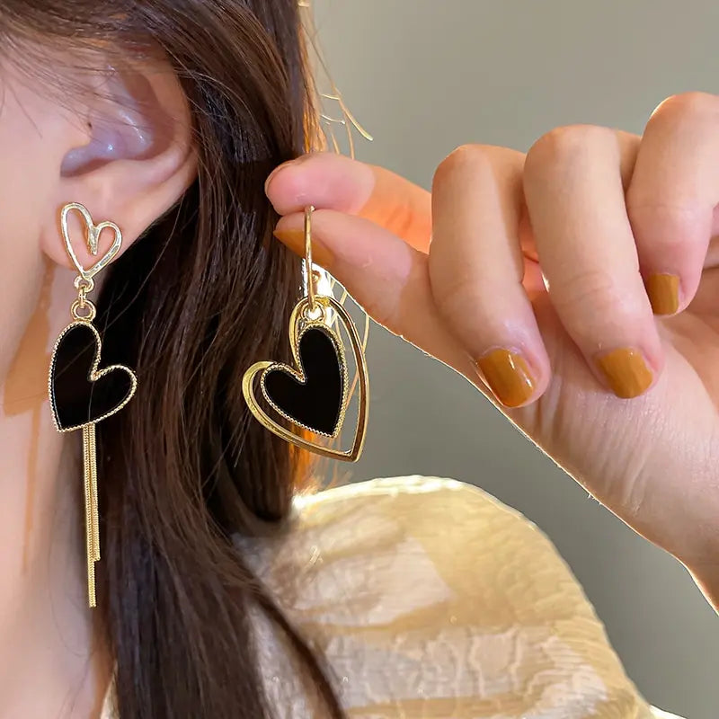 Black Heart Earrings
