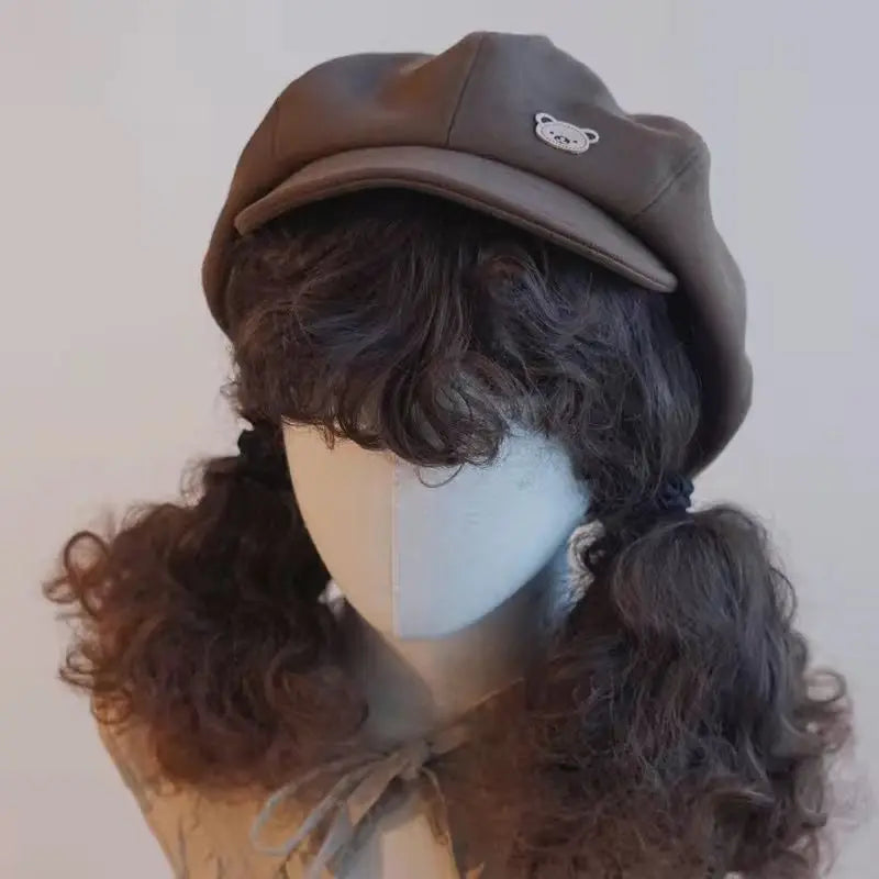 Kawaii Cloud Button Inlay Beret Spring