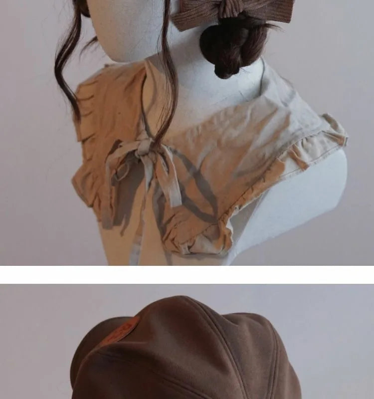 Kawaii Cloud Button Inlay Beret Spring