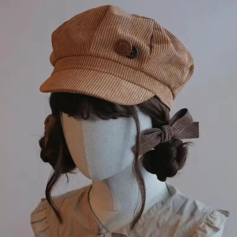 Kawaii Cloud Button Inlay Beret Spring