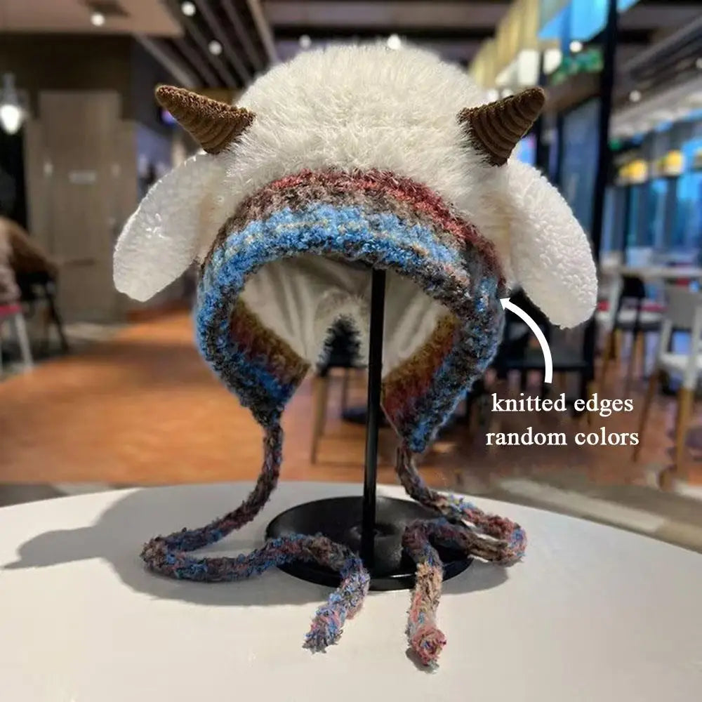 Winter Plush Beanies Cute Little Sheep Fluffy Hat