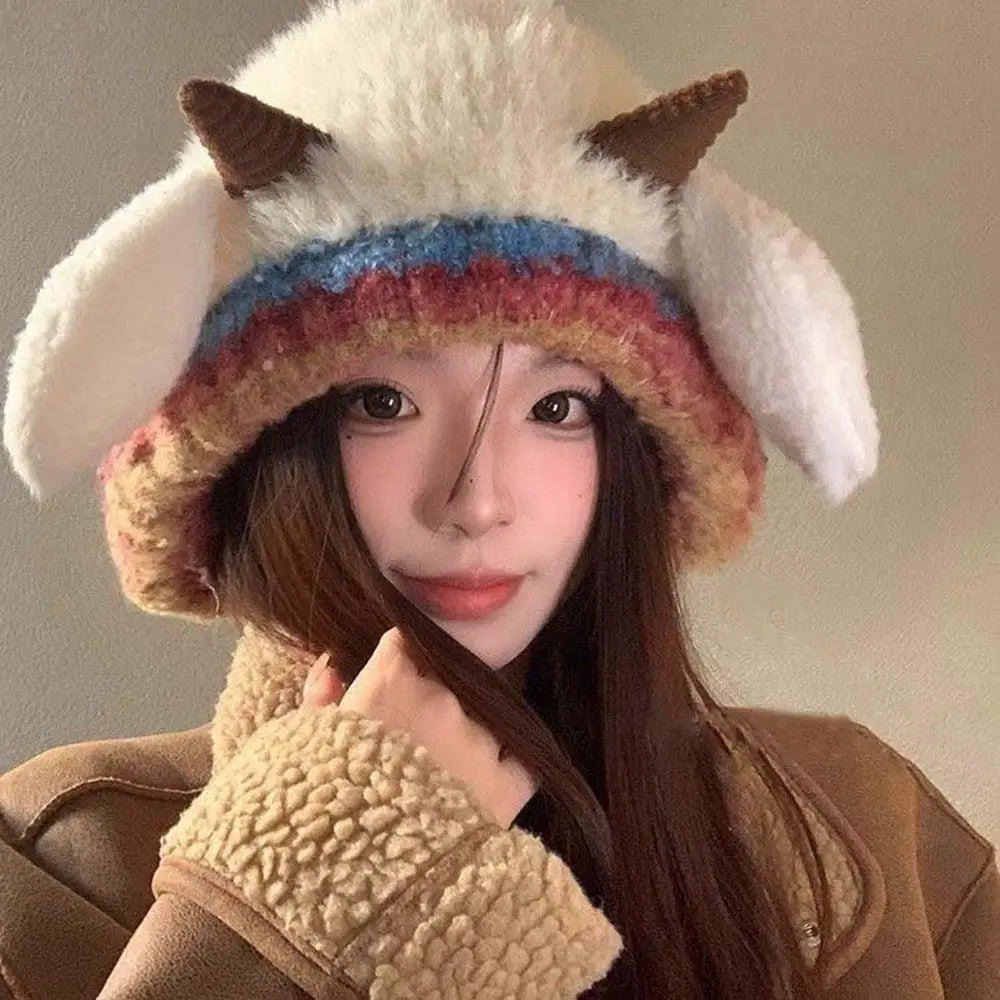 Winter Plush Beanies Cute Little Sheep Fluffy Hat