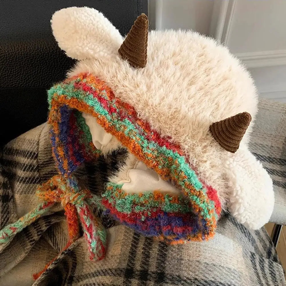 Winter Plush Beanies Cute Little Sheep Fluffy Hat