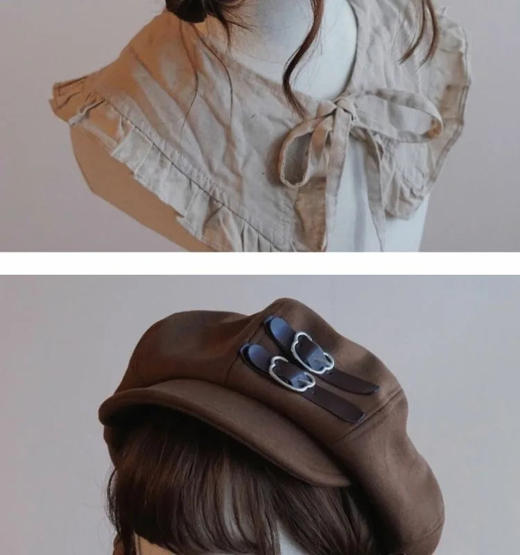 Kawaii Cloud Button Inlay Beret Spring