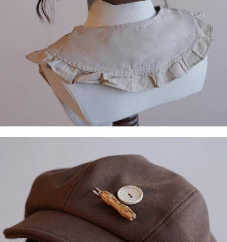 Kawaii Cloud Button Inlay Beret Spring