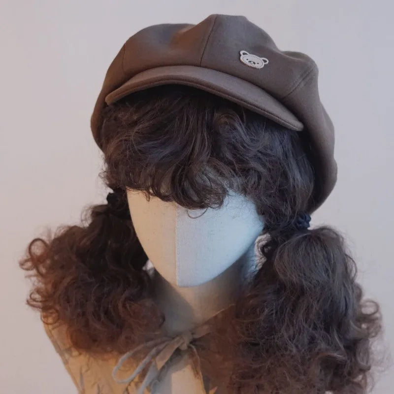 Kawaii Cloud Button Inlay Beret Spring