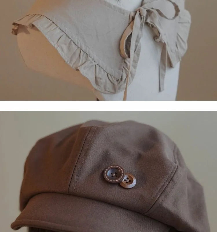 Kawaii Cloud Button Inlay Beret Spring