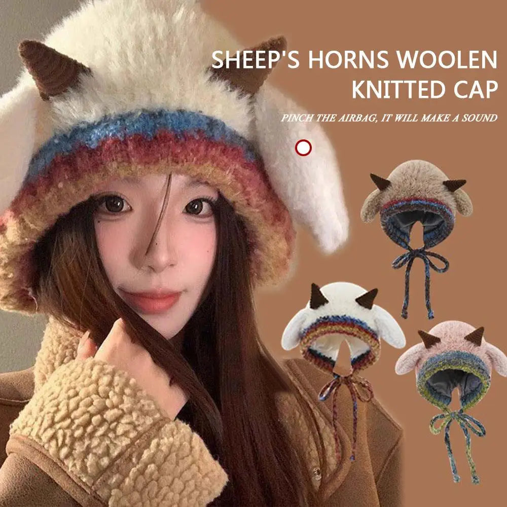Winter Plush Beanies Cute Little Sheep Fluffy Hat