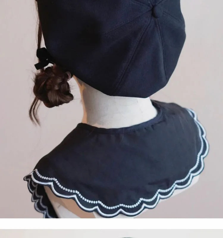 Kawaii Cloud Button Inlay Beret Spring