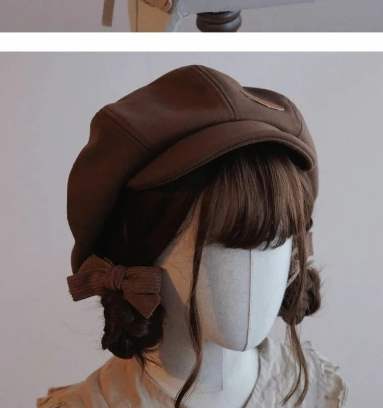 Kawaii Cloud Button Inlay Beret Spring