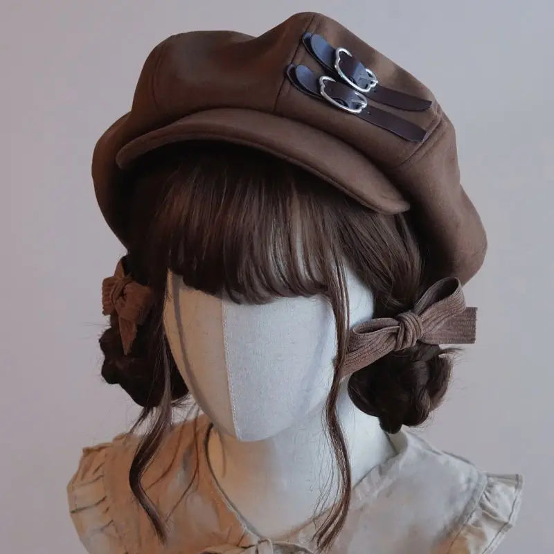 Kawaii Cloud Button Inlay Beret Spring
